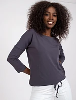 Voľná blúzka so zaväzovaním v spodnej časti v grafitovej farbe (4691)