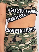Súprava blúzky so sukňou moro khaki+béžová