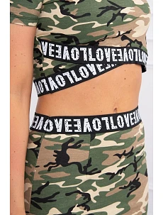 Súprava blúzky so sukňou moro khaki+béžová