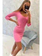 Šaty s gombíkovým výstrihom svetlo ružové
