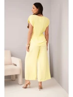 Viskózna blúzka + plisované nohavice žltá