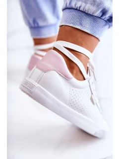 Damskie Skórzane Tenisówki BIG STAR HH274073 Biało-Różowe