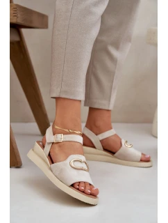 Dámské Sandály Na Klínu S Ozdobou Béžové model 21685257 - Boto