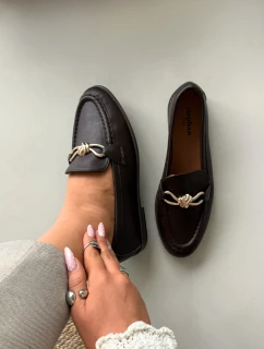 Dámské mokasíny s ozdobným detailem čokoládové model 21900466 - Boto