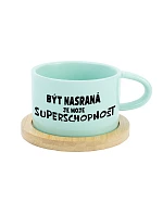 Byť nasýtený je moja superloď - mätový hrnček s makrónkou 200 ml