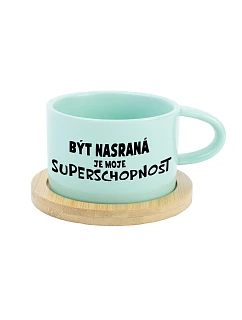 Byť nasýtený je moja superloď - mätový hrnček s makrónkou 200 ml