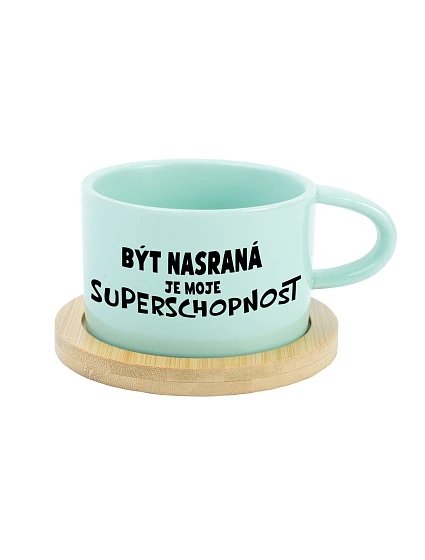 Byť nasýtený je moja superloď - mätový hrnček s makrónkou 200 ml