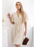 Šaty s vrstveným výstrihom IT-42 béžová - Kesi