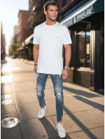 Pánske biele tričko s výšivkou FashionStreet RX5640 Pánske biele tričko s výšivkou FashionStreet RX5640