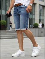 Pánske džínsové šortky s opaskom modré FashionStreet SX2580