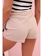 Dámske bavlnené šortky so šnúrkou na stiahnutie béžové