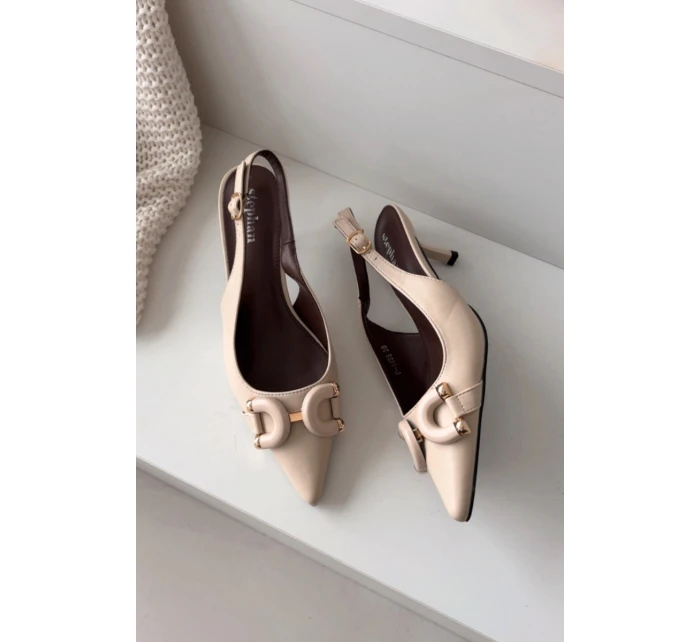 Dámské sandály na jehle s ozdobným detailem světle béžové Brienne