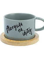 ALERGICKÁ NA IDIOTY - šedý hrníček makronka 200 ml