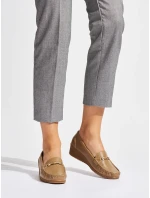 Hnedé dámske dizajnové mokasíny na klin Hnedé dámske dizajnové mokasíny na klin