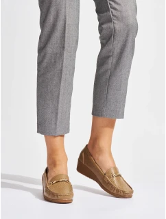 Hnedé dámske dizajnové mokasíny na klin