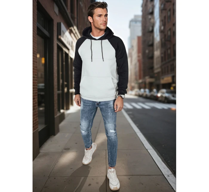 Pánska základná mikina s kapucňou svetlo šedá FashionStreet BX5894