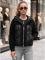 Dámska prešívaná prechodná bunda s kapucňou, čierna, FashionStreet TY6093 Dámska prešívaná prechodná bunda s kapucňou, čierna, FashionStreet TY6093