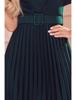 396-3 LAYLA Plisované šaty s opaskom - BOTTLE GREEN 396-3 LAYLA Plisované šaty s opaskom - BOTTLE GREEN