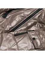 Krátka dámska bunda vo farbe cappuccino (B8138-12)