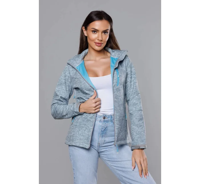Šedo-svetlo modrá dámska športová bunda typu "softshell" (DW-21605)
