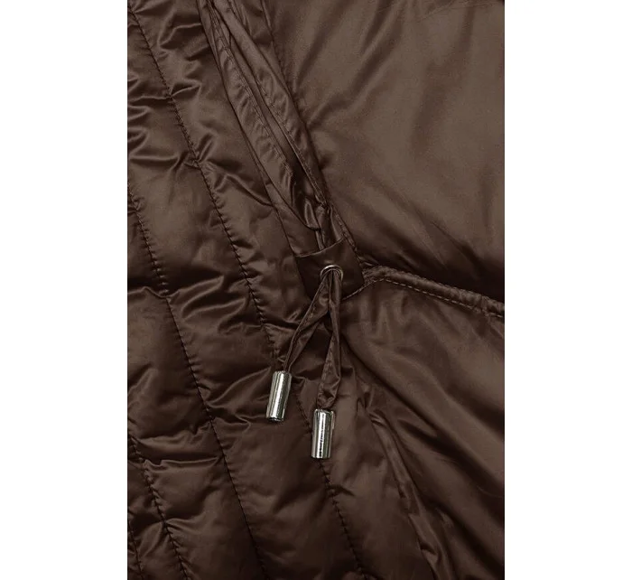 Hnědá vypasovaná dlouhá zimní bunda model 21246862 - S'WEST