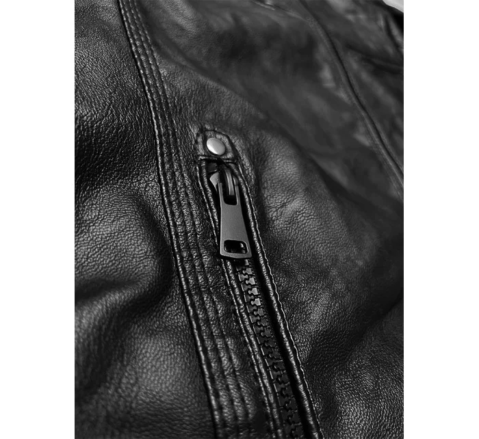 Černá pánská bunda z ekologické kůže model 19576653 - J.STYLE