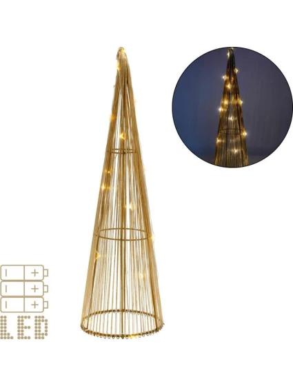 VIANOČNÝ STROMČEK DEKORATÍVNY ZLATÝ LED TEPLÁ BIELA 40CM