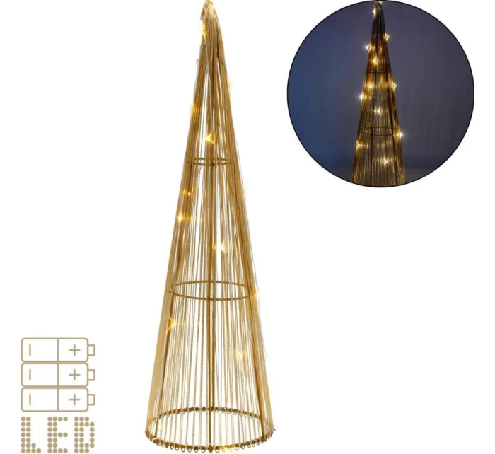 VIANOČNÝ STROMČEK DEKORATÍVNY ZLATÝ LED TEPLÁ BIELA 40CM