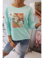 Halenka s grafikou 3D model 18744082 mint - K-Fashion