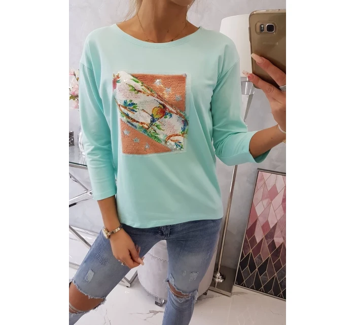 Halenka s grafikou 3D model 18744082 mint - K-Fashion