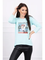 Blúzka s potlačou Superior v mätovej farbe