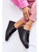 Damskie Skórzane Wiązane Klasyczne Trampki Czarne Misima Damskie Skórzane Wiązane Klasyczne Trampki Czarne Misima