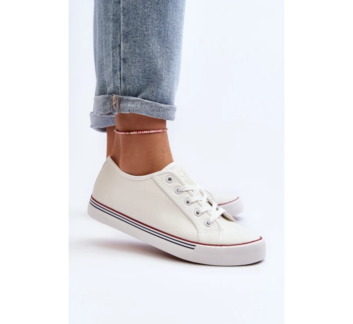 Damskie Trampki Z Eko Skóry Białe Lirean