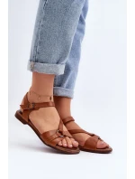 Zazoo 40182 Skórzane Sandały Damskie Brązowe