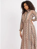 Sukienka DHJ SK ciemny bezowy model 19755080 - FPrice Sukienka DHJ SK ciemny bezowy model 19755080 - FPrice