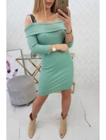 Šaty so širokými ramienkami tmavo mätové