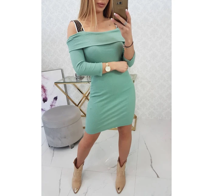 Šaty so širokými ramienkami tmavo mätové