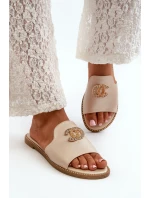 Eleganckie Klapki Damskie Błyszczące Z Ozdobą S.Barski KV27-050 Złote