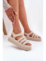 Dámské Sandály Na Platformě Eko Semišové Béžové model 21696093 - Boto Dámské Sandály Na Platformě Eko Semišové Béžové model 21696093 - Boto