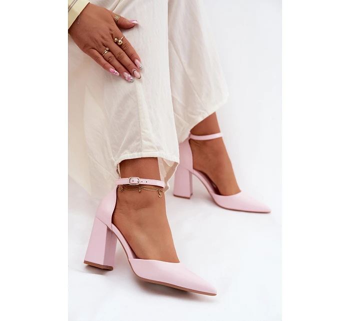 Lodičky na podpatku z umělé kůže Růžové model 22122764 - Boto