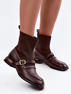 Kožené kotníkové boty s  Hnědé model 22368313 - Maciejka