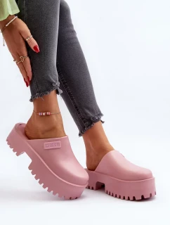 Dámske papuče na platforme Big Star - ružové