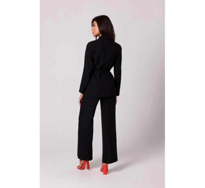 Dámske sako s opaskom na zaväzovanie B253 Black - BeWear