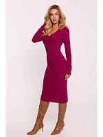 Dámske svetrové šaty M824 Burgundy - MOE