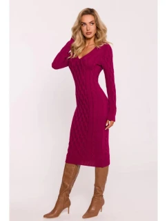 Dámské svetrové šaty model 21865053 Vínová - Moe