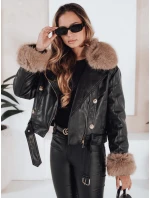 Dámská kožená bunda s kožešinou černá Dstreet model 21991887 - FashionStreet