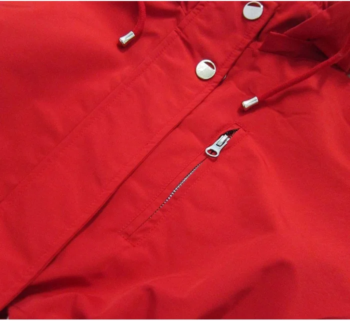 Obojstranná červená-moro dámska bunda parka s kapucňou (XW665X)