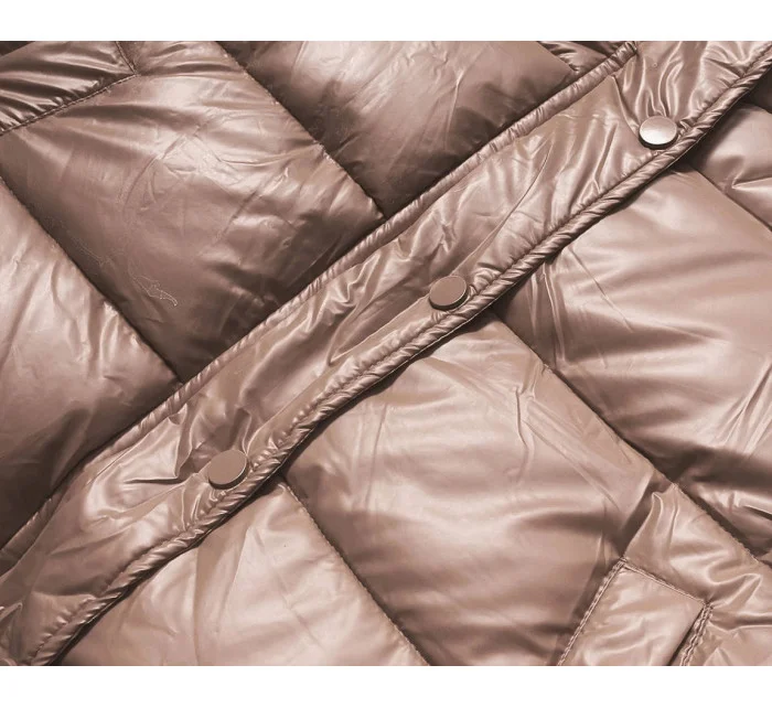 Krátka páperová bunda svetlohnedá (d2-3831-305)