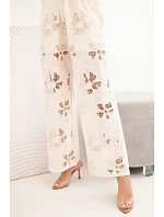 Dámsky bavlnený komplet s vyšívanou vestou a nohavicami béžovej farby