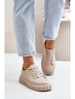 Ocieplane Sneakersy Damskie Big Star MM274618 Beżowe Ocieplane Sneakersy Damskie Big Star MM274618 Beżowe